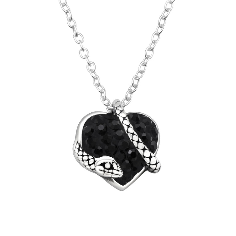925 Silver Necklace Heart Snake