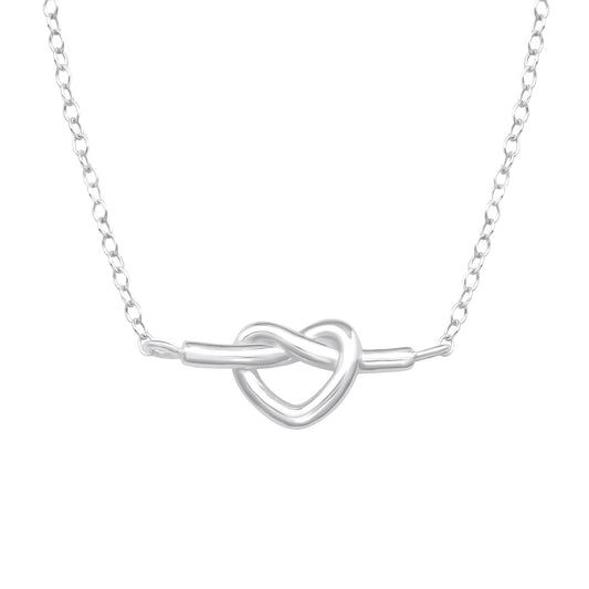925 Silver Necklace Heart Knot
