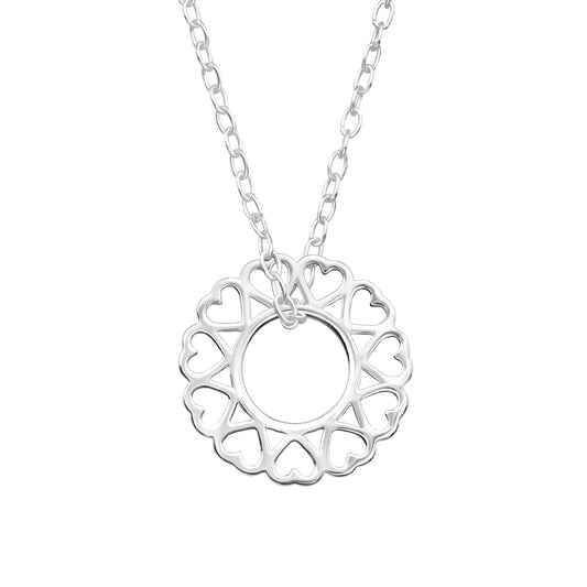 925 Silver Necklace Circle of Hearts