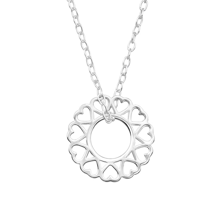 925 Silver Necklace Circle of Hearts