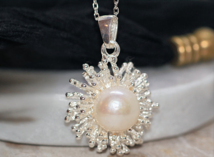 Pearl Burst Silver Pendant