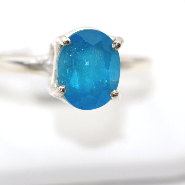 Blue Apatite Silver Ring