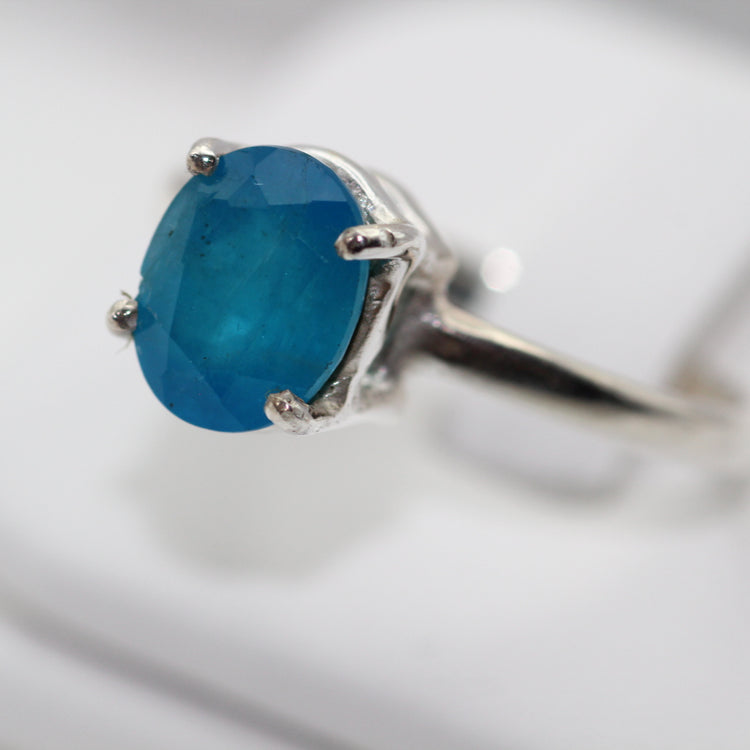 Blue Apatite Silver Ring