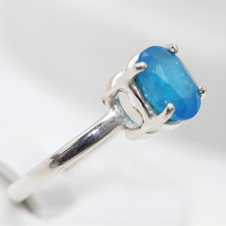 Blue Apatite Silver Ring
