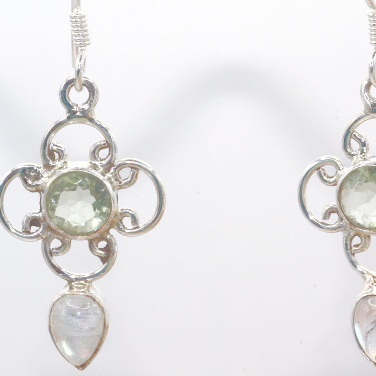 Green Amethyst Silver Earrings