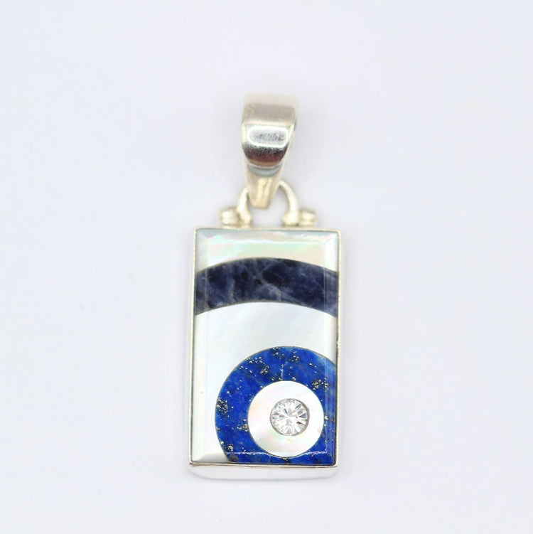 Lapis and Pearl Silver Pendant