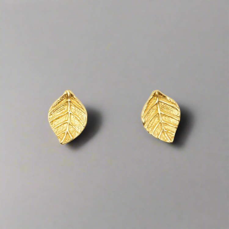 Golden Leaf Stud Earrings