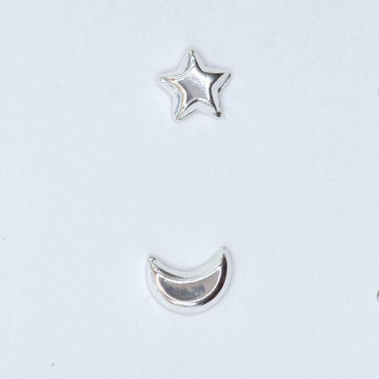 Silver Star and Moon Ear Studs