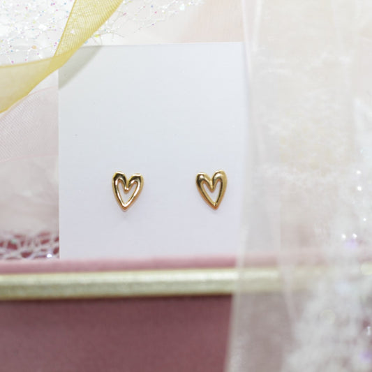 Golden Heart Stud Earrings