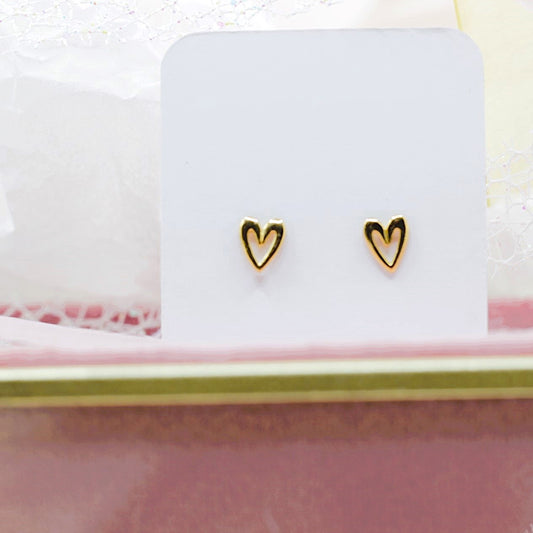 Golden Heart Stud Earrings