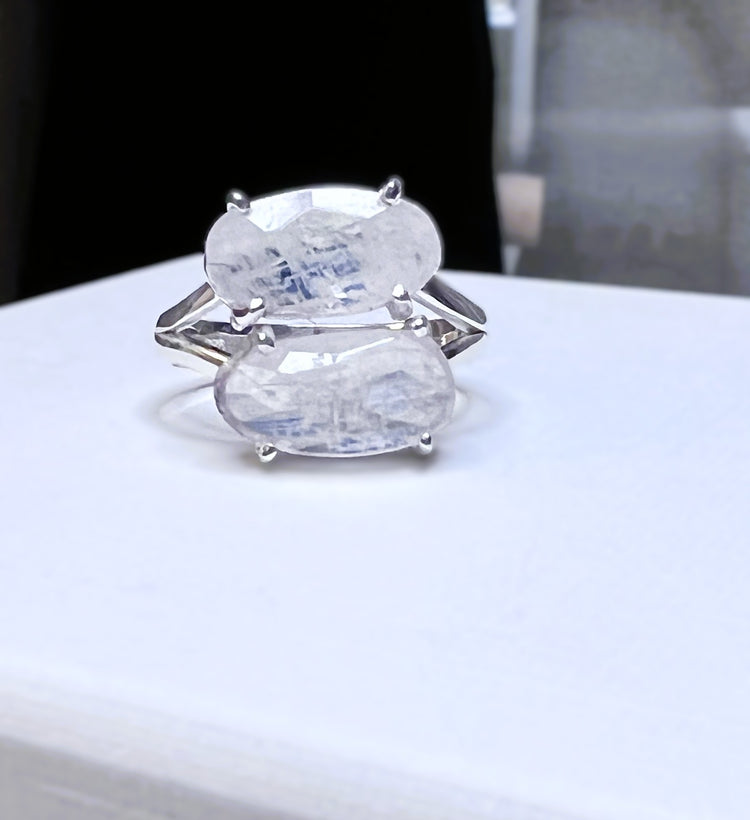 Moonstone Twin Ring