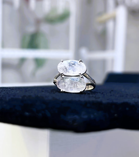Moonstone Twin Ring