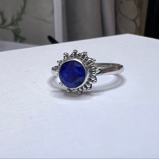 Sapphire Solitaire Silver Ring