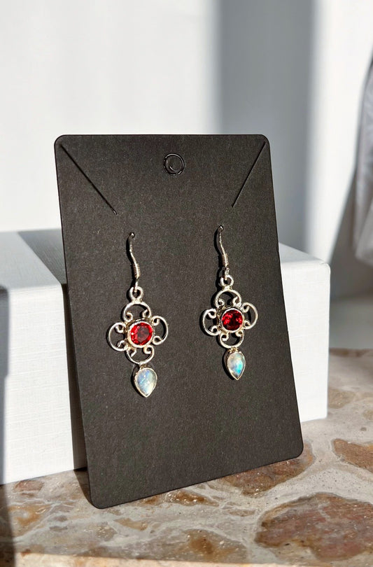 Garnet Silver Earrings