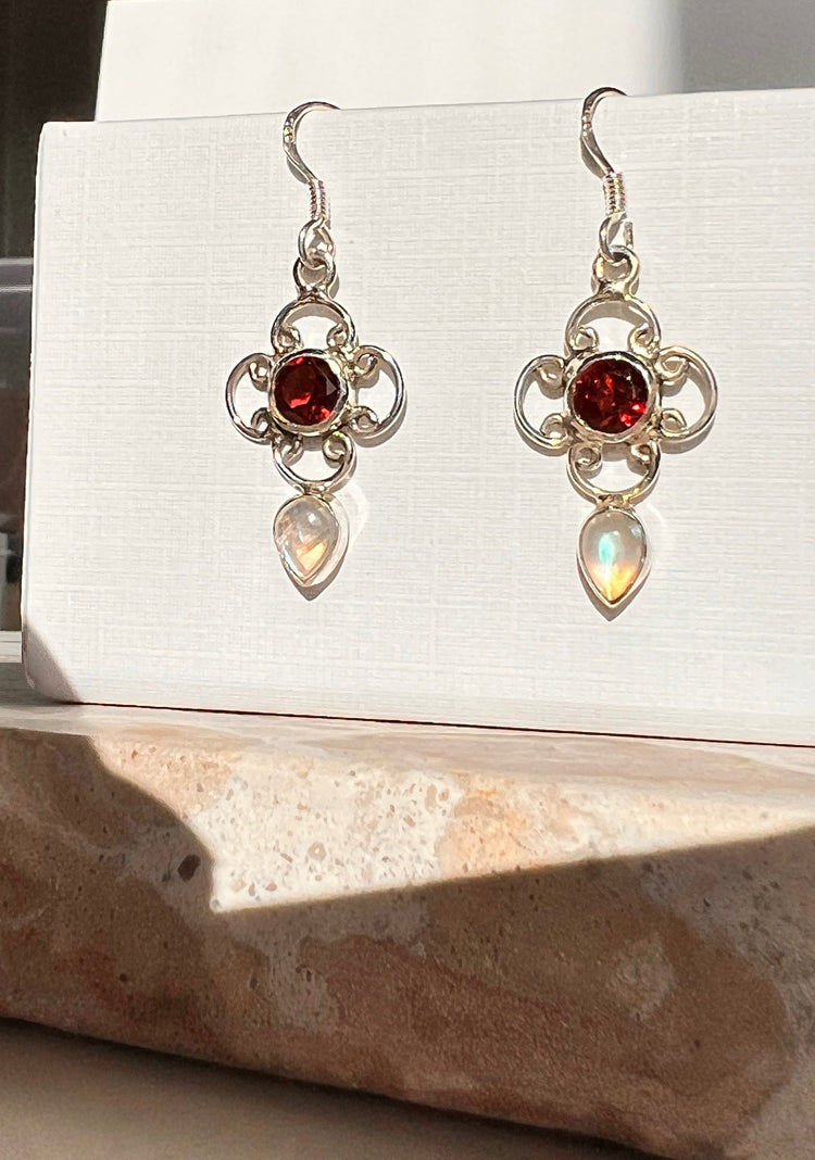 Garnet Silver Earrings