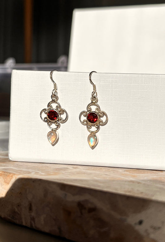 Garnet Silver Earrings