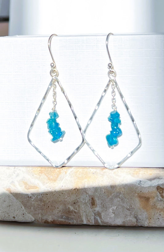 Blue Apatite Silver Earrings