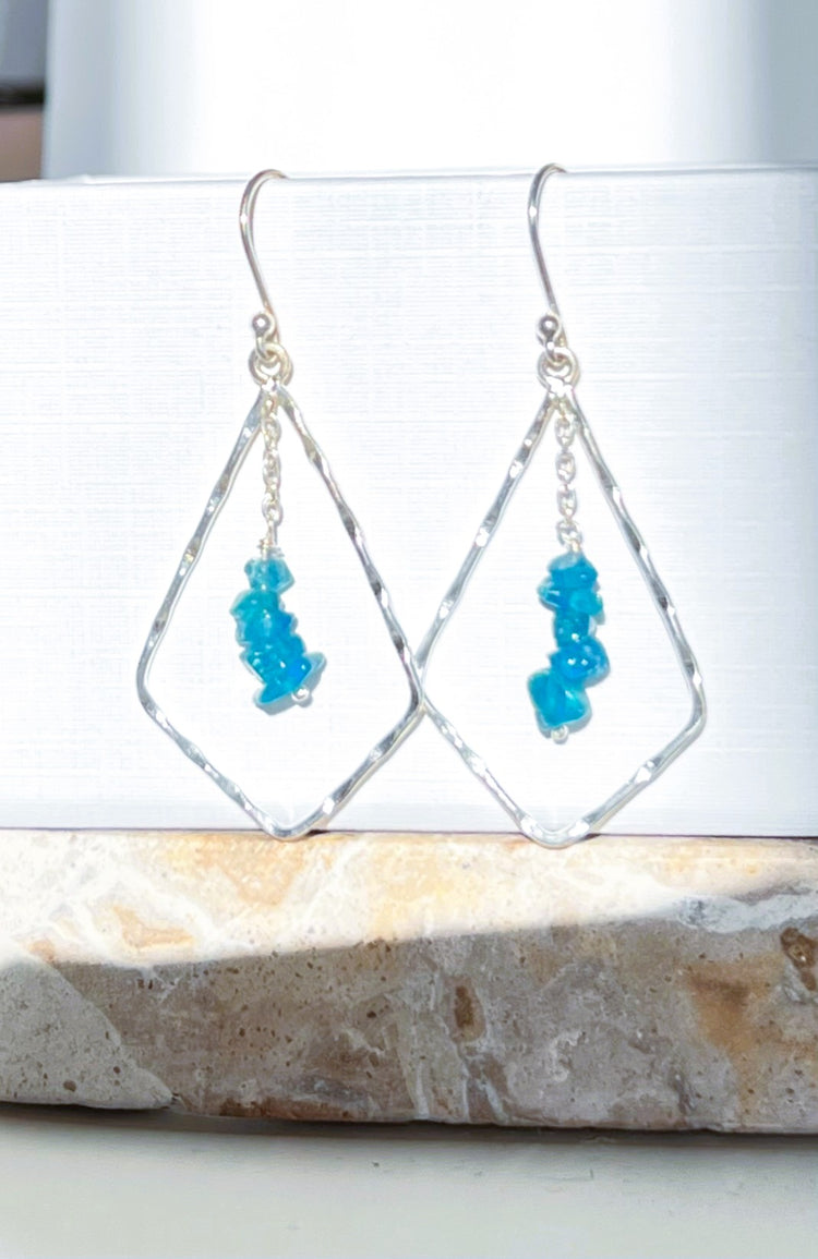 Blue Apatite Silver Earrings