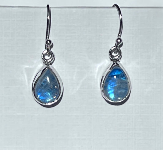 Blue Moonstone Silver Earrings