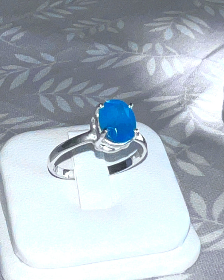 Blue Apatite Silver Ring