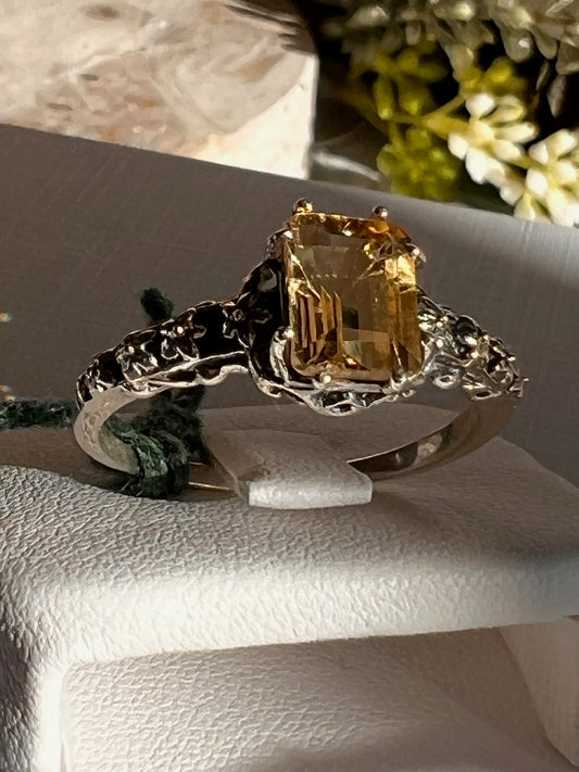 Citrine Solitaire Silver Ring