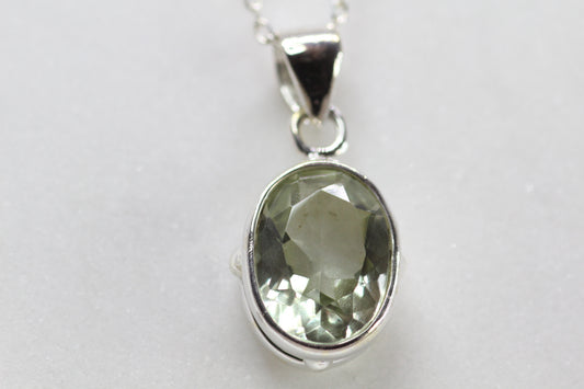 Green Amethyst Silver Pendant