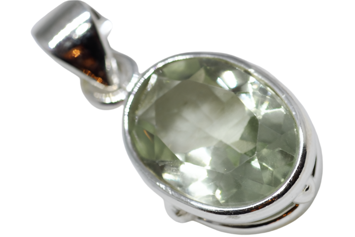 Green Amethyst Silver Pendant