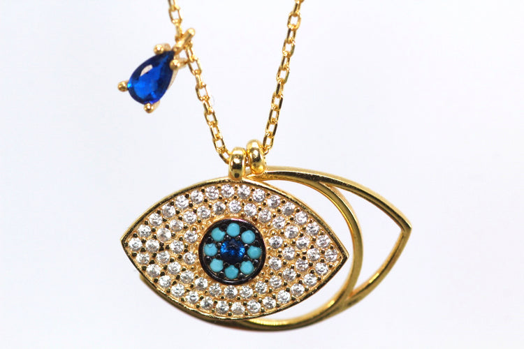Sapphire ‘Evil Eye’ Silver Necklace