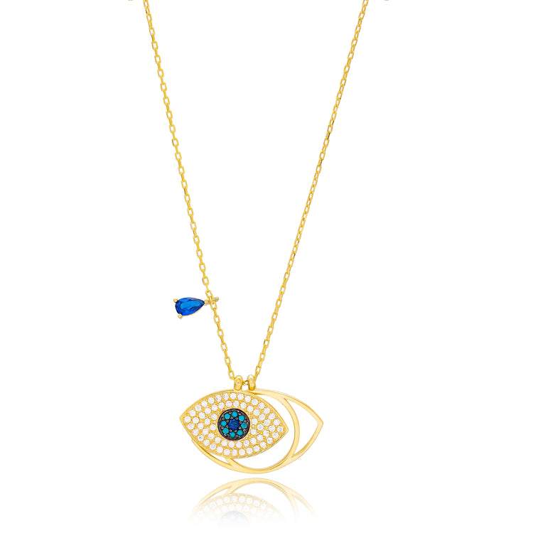Sapphire ‘Evil Eye’ Silver Necklace
