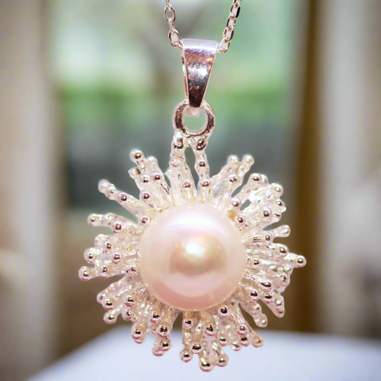 Pearl Burst Silver Pendant