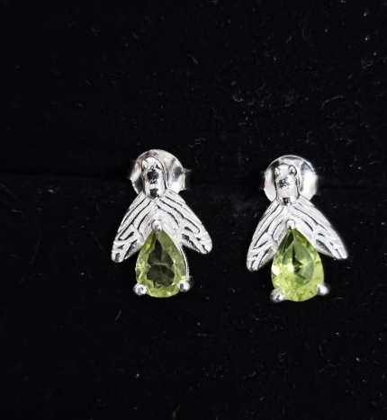Peridot Bee Silver Studs