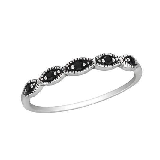 Silver Ring with Black Spinel