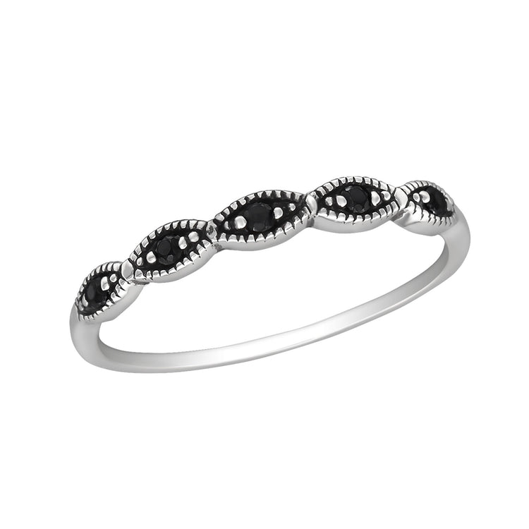 Silver Ring with Black Spinel