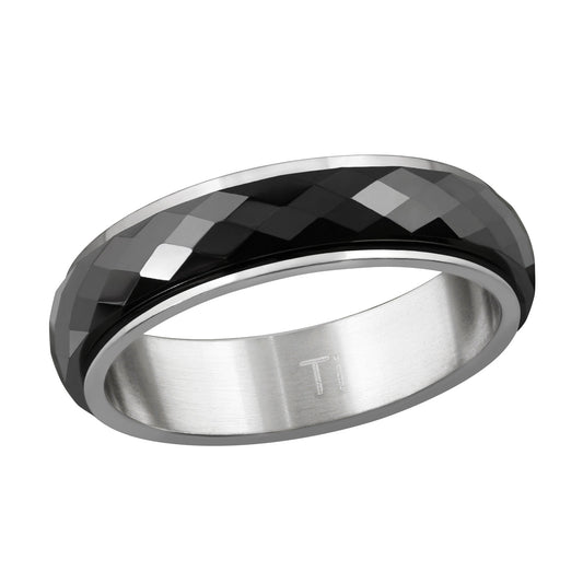 Black Spinner Titanium Ceramic  Ring
