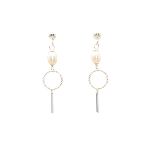 Pearl Circle Silver Earring