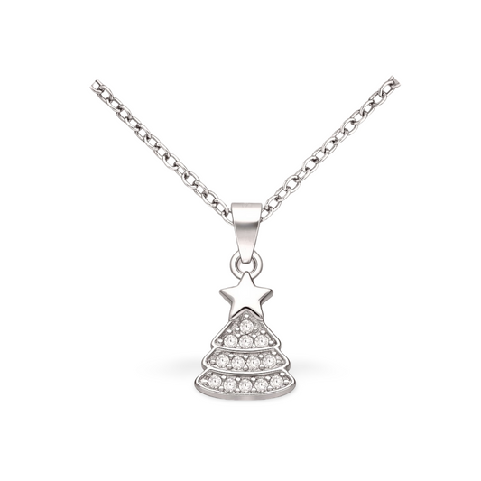 Mini Christmas Tree Silver Pendant
