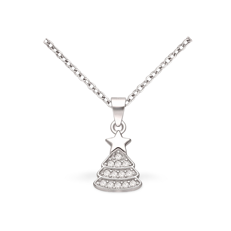 Mini Christmas Tree Silver Pendant
