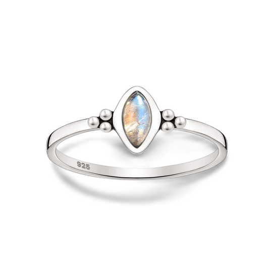 Rainbow Moonstone Silver Ring