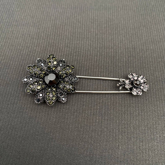 Rhinestone Flower Brooch
