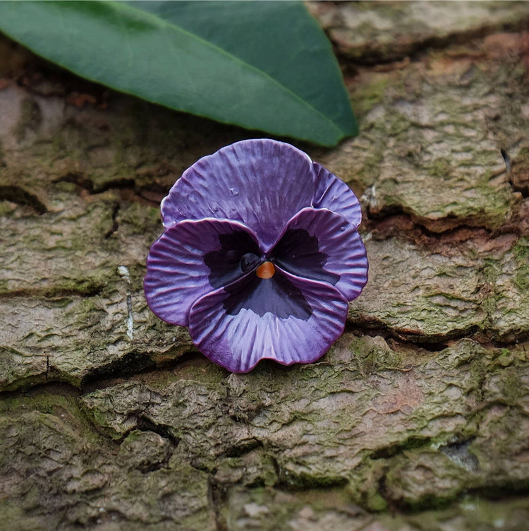 Pansy Purple Flower Brooch