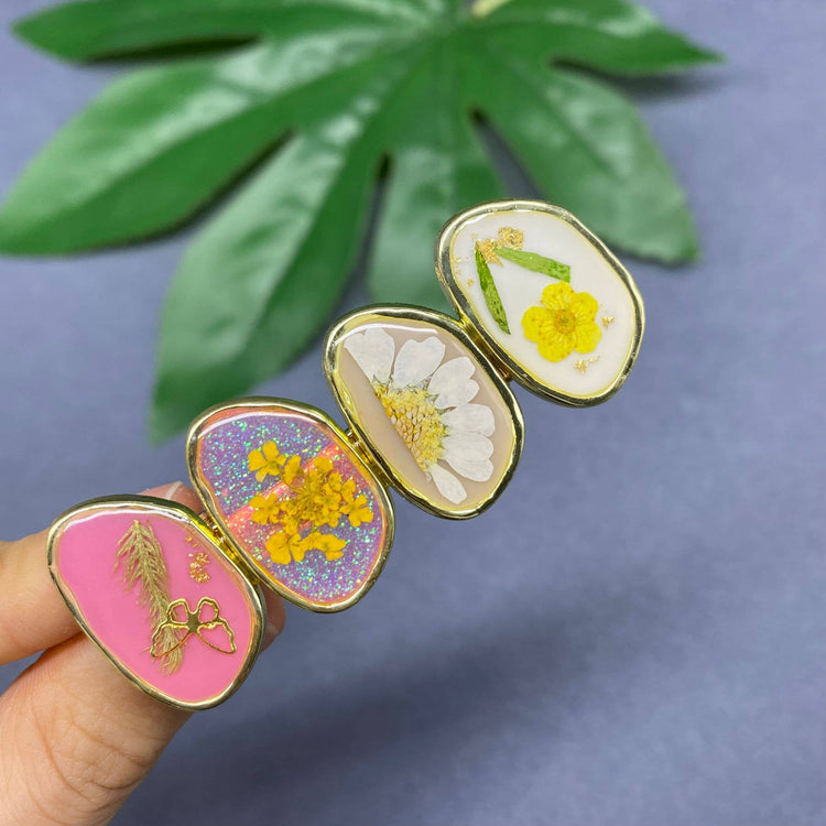 Pressed Dried Flowers Floral Hair Clip