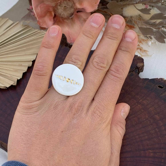 Porcelain Luna Moon Ring