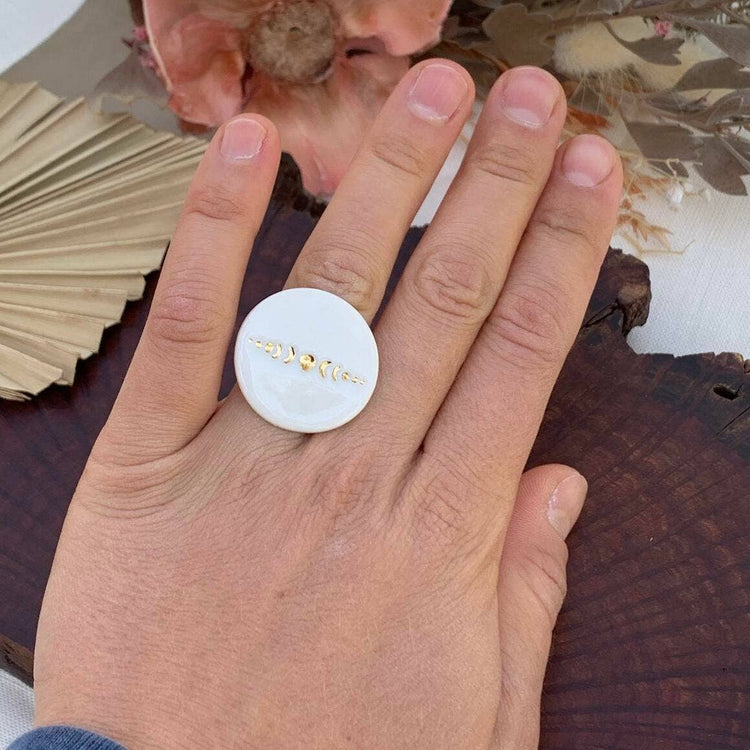 Porcelain Luna Moon Ring
