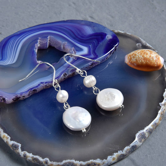Drop Down Pearl Earrings