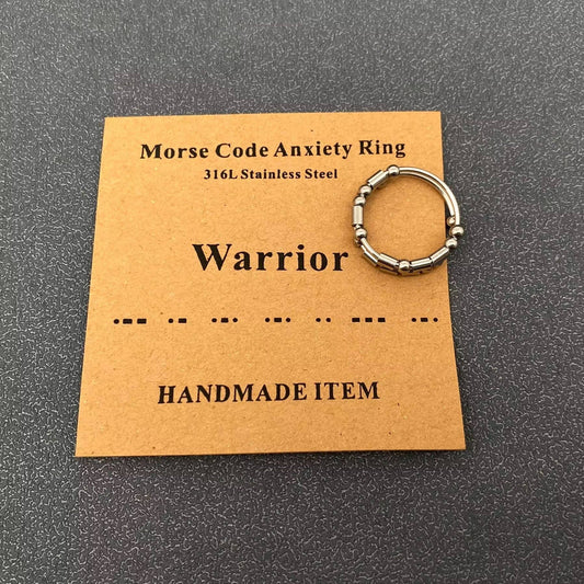 Morse Code Adjustable Ring: Warrior