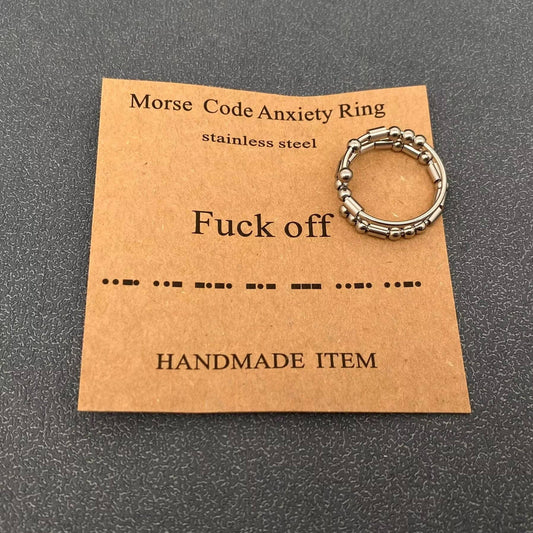 Morse Code Adjustable Ring: Fuck off
