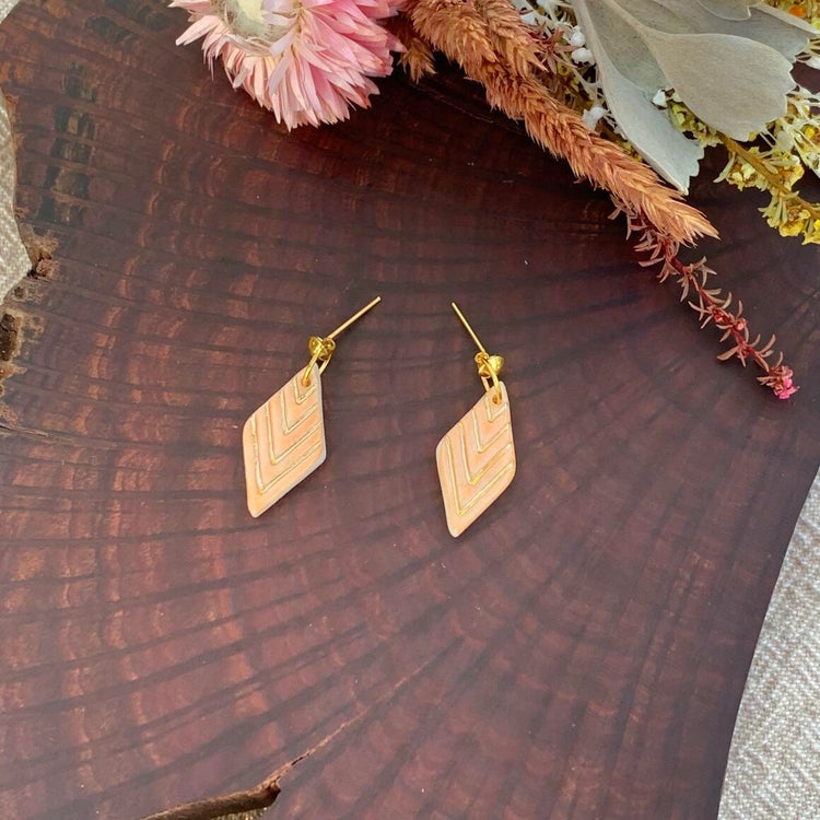 Ophelia - Porcelain Earrings with Gold finish: Orange