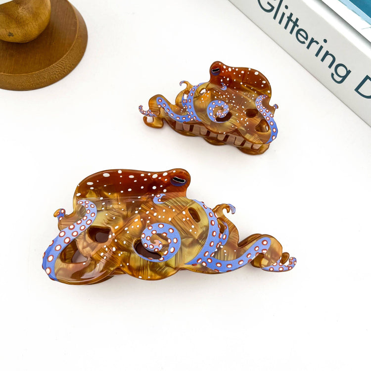 Blue Ring Octopus Hair Claw Clip