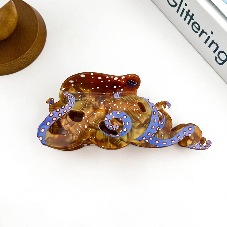 Blue Ring Octopus Hair Claw Clip