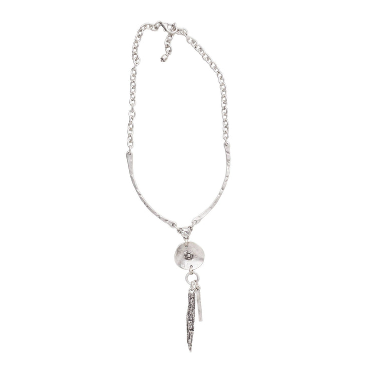 Handmade Crystal Pewter Feather Necklace